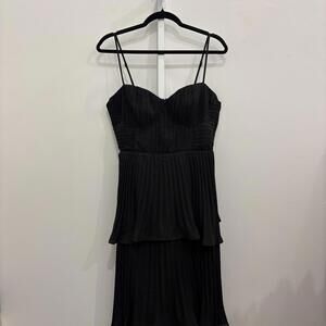 Lulu's Black Pleated Spaghetti Strap Dress